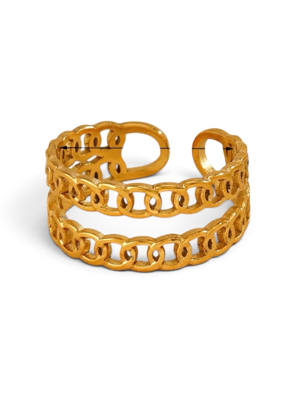 18k Gold plated Chain-Link Open Cuff Ring for Women